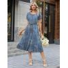 image:imageZeagoo Womens Casual Summer Dress 2026 Petal Short Sleeve Dresses with Pleats Midi A Line Flowy Dress Boho SundressBlue Floral 03