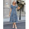 image:imageZeagoo Womens Casual Summer Dress 2026 Petal Short Sleeve Dresses with Pleats Midi A Line Flowy Dress Boho SundressBlue Floral 03