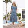 image:imageZeagoo Womens Casual Summer Dress 2026 Petal Short Sleeve Dresses with Pleats Midi A Line Flowy Dress Boho SundressBlue Floral 03