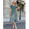 image:imageZeagoo Womens Casual Summer Dress 2026 Petal Short Sleeve Dresses with Pleats Midi A Line Flowy Dress Boho SundressBlue Green Floral