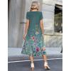 image:imageZeagoo Womens Casual Summer Dress 2026 Petal Short Sleeve Dresses with Pleats Midi A Line Flowy Dress Boho SundressBlue Green Floral
