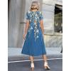 image:imageZeagoo Womens Casual Summer Dress 2026 Petal Short Sleeve Dresses with Pleats Midi A Line Flowy Dress Boho SundressBlue Printed 02