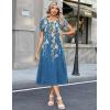 image:imageZeagoo Womens Casual Summer Dress 2026 Petal Short Sleeve Dresses with Pleats Midi A Line Flowy Dress Boho SundressBlue Printed 02