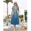 image:imageZeagoo Womens Casual Summer Dress 2026 Petal Short Sleeve Dresses with Pleats Midi A Line Flowy Dress Boho SundressBlue Printed 02