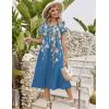 image:imageZeagoo Womens Casual Summer Dress 2026 Petal Short Sleeve Dresses with Pleats Midi A Line Flowy Dress Boho SundressBlue Printed 02