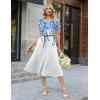 image:imageZeagoo Womens Casual Summer Dress 2026 Petal Short Sleeve Dresses with Pleats Midi A Line Flowy Dress Boho SundressBluewhite Floral