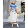 image:imageZeagoo Womens Casual Summer Dress 2026 Petal Short Sleeve Dresses with Pleats Midi A Line Flowy Dress Boho SundressBluewhite Floral
