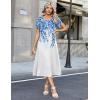 image:imageZeagoo Womens Casual Summer Dress 2026 Petal Short Sleeve Dresses with Pleats Midi A Line Flowy Dress Boho SundressBluewhite Floral