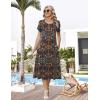 image:imageZeagoo Womens Casual Summer Dress 2026 Petal Short Sleeve Dresses with Pleats Midi A Line Flowy Dress Boho SundressChic Printed