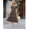 image:imageZeagoo Womens Casual Summer Dress 2026 Petal Short Sleeve Dresses with Pleats Midi A Line Flowy Dress Boho SundressChic Printed