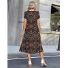image:imageZeagoo Womens Casual Summer Dress 2026 Petal Short Sleeve Dresses with Pleats Midi A Line Flowy Dress Boho SundressChic Printed