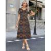 image:imageZeagoo Womens Casual Summer Dress 2026 Petal Short Sleeve Dresses with Pleats Midi A Line Flowy Dress Boho SundressChic Printed
