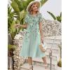 image:imageZeagoo Womens Casual Summer Dress 2026 Petal Short Sleeve Dresses with Pleats Midi A Line Flowy Dress Boho SundressMint Floral