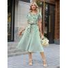 image:imageZeagoo Womens Casual Summer Dress 2026 Petal Short Sleeve Dresses with Pleats Midi A Line Flowy Dress Boho SundressMint Floral