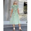 image:imageZeagoo Womens Casual Summer Dress 2026 Petal Short Sleeve Dresses with Pleats Midi A Line Flowy Dress Boho SundressMint Floral