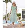 image:imageZeagoo Womens Casual Summer Dress 2026 Petal Short Sleeve Dresses with Pleats Midi A Line Flowy Dress Boho SundressMint Floral