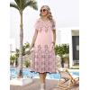image:imageZeagoo Womens Casual Summer Dress 2026 Petal Short Sleeve Dresses with Pleats Midi A Line Flowy Dress Boho SundressPink Floral