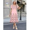 image:imageZeagoo Womens Casual Summer Dress 2026 Petal Short Sleeve Dresses with Pleats Midi A Line Flowy Dress Boho SundressPink Floral