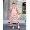 image:imageZeagoo Womens Casual Summer Dress 2026 Petal Short Sleeve Dresses with Pleats Midi A Line Flowy Dress Boho SundressPink Floral