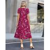 image:imageZeagoo Womens Casual Summer Dress 2026 Petal Short Sleeve Dresses with Pleats Midi A Line Flowy Dress Boho SundressPurple Red Floral