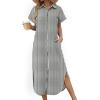 image:imageZeagoo Womens Dresses Casual Summer Short Sleeve Button Down Long Shirt Dresses Swimsuit Beach Cover Ups with Pockets01black Stripe