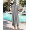 image:imageZeagoo Womens Dresses Casual Summer Short Sleeve Button Down Long Shirt Dresses Swimsuit Beach Cover Ups with Pockets01black Stripe