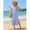 image:imageZeagoo Womens Dresses Casual Summer Short Sleeve Button Down Long Shirt Dresses Swimsuit Beach Cover Ups with Pockets01blue Stripe