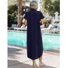 image:imageZeagoo Womens Dresses Casual Summer Short Sleeve Button Down Long Shirt Dresses Swimsuit Beach Cover Ups with Pockets01navy Blue