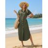 image:imageZeagoo Womens Dresses Casual Summer Short Sleeve Button Down Long Shirt Dresses Swimsuit Beach Cover Ups with PocketsArmy Green