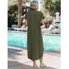 image:imageZeagoo Womens Dresses Casual Summer Short Sleeve Button Down Long Shirt Dresses Swimsuit Beach Cover Ups with PocketsArmy Green