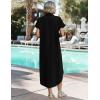 image:imageZeagoo Womens Dresses Casual Summer Short Sleeve Button Down Long Shirt Dresses Swimsuit Beach Cover Ups with PocketsBlack