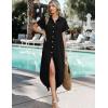 image:imageZeagoo Womens Dresses Casual Summer Short Sleeve Button Down Long Shirt Dresses Swimsuit Beach Cover Ups with PocketsBlack