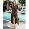 image:imageZeagoo Womens Dresses Casual Summer Short Sleeve Button Down Long Shirt Dresses Swimsuit Beach Cover Ups with PocketsBlack Floral