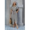 image:imageZeagoo Womens Dresses Casual Summer Short Sleeve Button Down Long Shirt Dresses Swimsuit Beach Cover Ups with PocketsBlack Wide Stripes