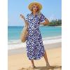 image:imageZeagoo Womens Dresses Casual Summer Short Sleeve Button Down Long Shirt Dresses Swimsuit Beach Cover Ups with PocketsBlue Floral