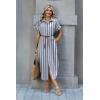 image:imageZeagoo Womens Dresses Casual Summer Short Sleeve Button Down Long Shirt Dresses Swimsuit Beach Cover Ups with PocketsBlue Wide Stripes