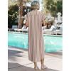 image:imageZeagoo Womens Dresses Casual Summer Short Sleeve Button Down Long Shirt Dresses Swimsuit Beach Cover Ups with PocketsBrown Stripe