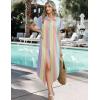 image:imageZeagoo Womens Dresses Casual Summer Short Sleeve Button Down Long Shirt Dresses Swimsuit Beach Cover Ups with PocketsColor Stripe