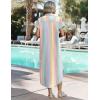 image:imageZeagoo Womens Dresses Casual Summer Short Sleeve Button Down Long Shirt Dresses Swimsuit Beach Cover Ups with PocketsColor Stripe