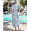 image:imageZeagoo Womens Dresses Casual Summer Short Sleeve Button Down Long Shirt Dresses Swimsuit Beach Cover Ups with PocketsCoral Floral
