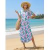image:imageZeagoo Womens Dresses Casual Summer Short Sleeve Button Down Long Shirt Dresses Swimsuit Beach Cover Ups with PocketsCoral Floral