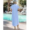 image:imageZeagoo Womens Dresses Casual Summer Short Sleeve Button Down Long Shirt Dresses Swimsuit Beach Cover Ups with PocketsLight Blue