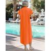 image:imageZeagoo Womens Dresses Casual Summer Short Sleeve Button Down Long Shirt Dresses Swimsuit Beach Cover Ups with PocketsOrange