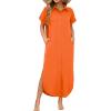 image:imageZeagoo Womens Dresses Casual Summer Short Sleeve Button Down Long Shirt Dresses Swimsuit Beach Cover Ups with PocketsOrange