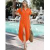 image:imageZeagoo Womens Dresses Casual Summer Short Sleeve Button Down Long Shirt Dresses Swimsuit Beach Cover Ups with PocketsOrange