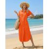 image:imageZeagoo Womens Dresses Casual Summer Short Sleeve Button Down Long Shirt Dresses Swimsuit Beach Cover Ups with PocketsOrange