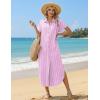 image:imageZeagoo Womens Dresses Casual Summer Short Sleeve Button Down Long Shirt Dresses Swimsuit Beach Cover Ups with PocketsPink Stripe