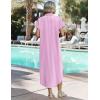 image:imageZeagoo Womens Dresses Casual Summer Short Sleeve Button Down Long Shirt Dresses Swimsuit Beach Cover Ups with PocketsPink Stripe