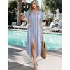 image:imageZeagoo Womens Dresses Casual Summer Short Sleeve Button Down Long Shirt Dresses Swimsuit Beach Cover Ups with PocketsPinkblue