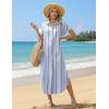 image:imageZeagoo Womens Dresses Casual Summer Short Sleeve Button Down Long Shirt Dresses Swimsuit Beach Cover Ups with PocketsPinkblue
